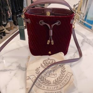 Ralph Lauren Velvet Bordeaux Handbag
